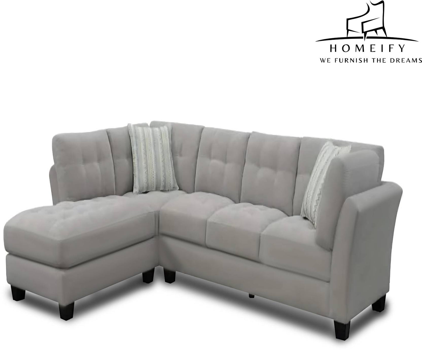Homeify Ezra 6 Seater Sectional Sofa with Ottoman for Living Room Fabric 6 Seater Sofa (Finish Color - Grey, DIY(Do-It-Yourself)