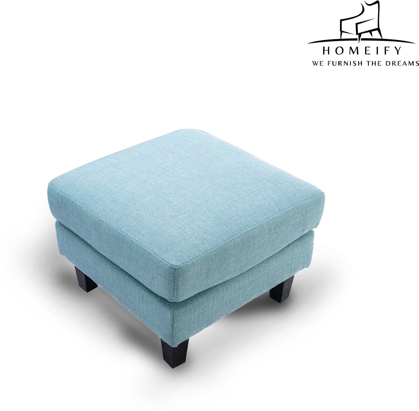 Homeify Reba 6 Seater Fabric Sectional Sofa with Ottoman for Living Room Fabric 3 + 2 + 1 Sofa Set (Blue, Pre-assembled)
