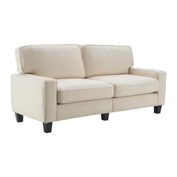 Homeify Nirvan Wooden 3 Seater Fabric Upholstered Sofa Set for Living Room (Premium Velvet,Ivory)