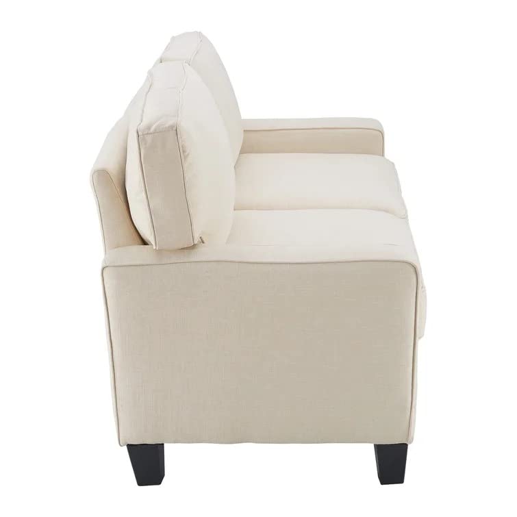 Homeify Nirvan Wooden 3 Seater Fabric Upholstered Sofa Set for Living Room (Premium Velvet,Ivory)