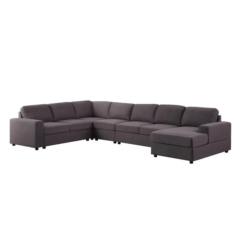 Homeify Georgia 8 Seater U Shape Sectional Sofa Set (Right Side,Gray)