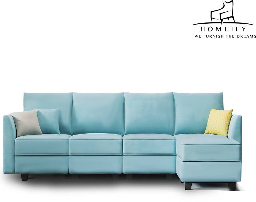 Homeify Katelyn 5 Seater Sectional Sofa for Living Room Fabric 5 Seater Sofa (Finish Color - Blue, DIY(Do-It-Yourself)