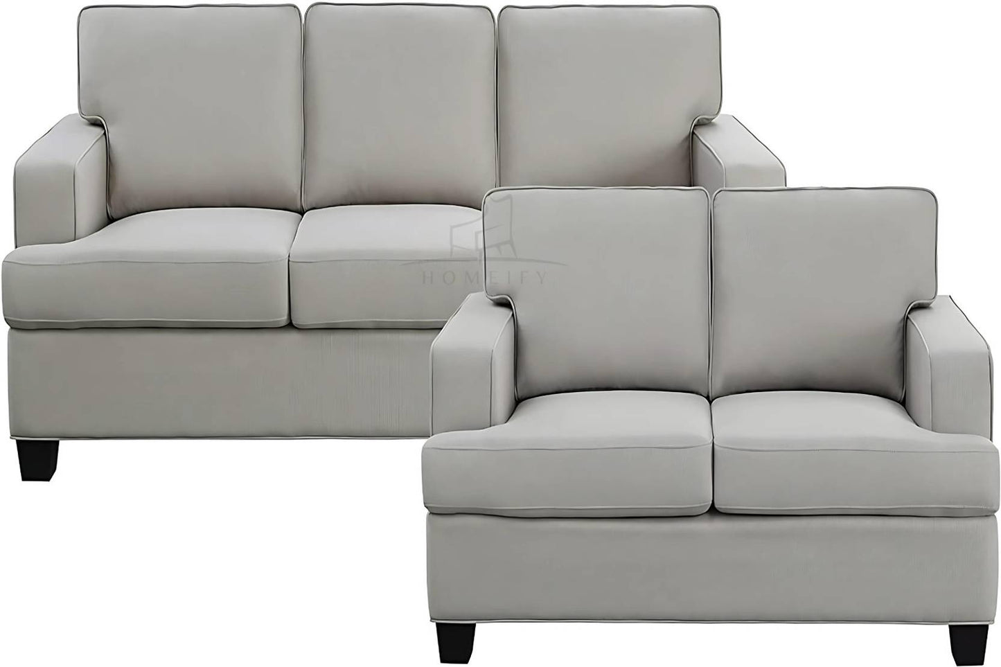Homeify Wood Foster Fabric 5 Seater Living Room Sofa Set Fabric 3 + 2 Sofa Set (Grey, Pre-assembled)