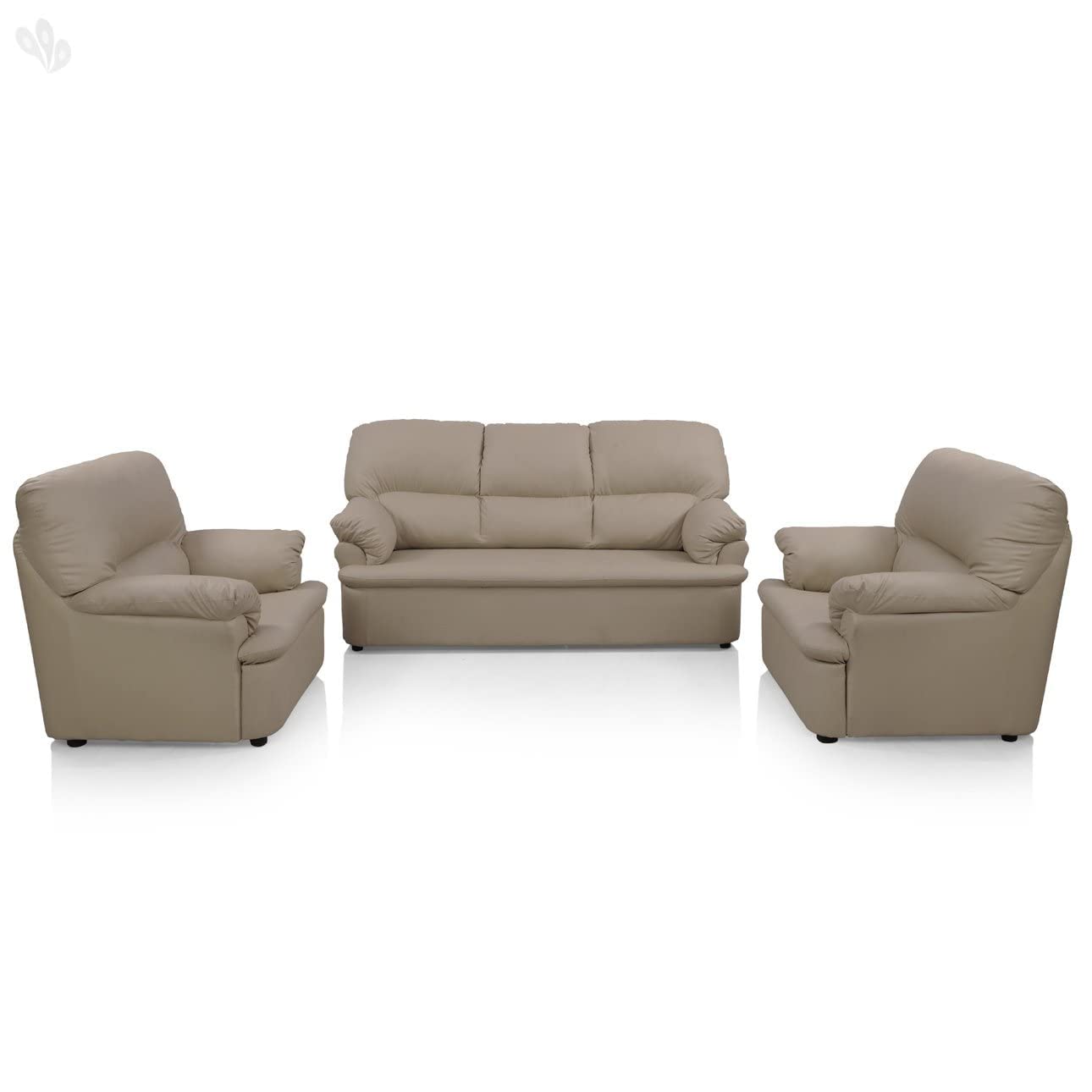 Homeify Noah Wooden 5 Seater Ivy Leatherette 3-1-1 Five Seater Sectional Sofa Set (Leatherette,Beige)