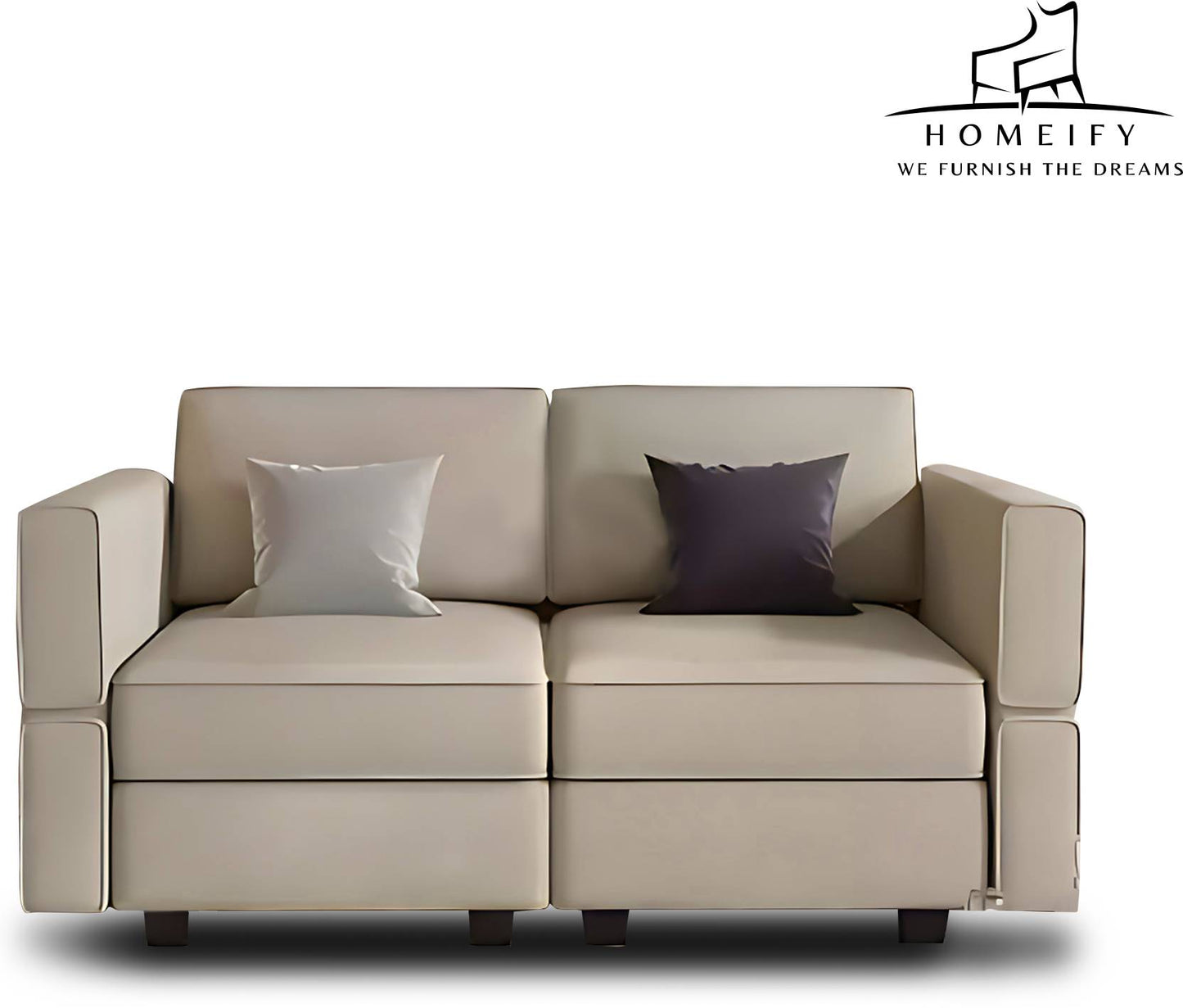 Homeify Skyler 2 Seater Sectional Sofa Set for Living Room Fabric 2 Seater Sofa (Finish Color - Beige, DIY(Do-It-Yourself)