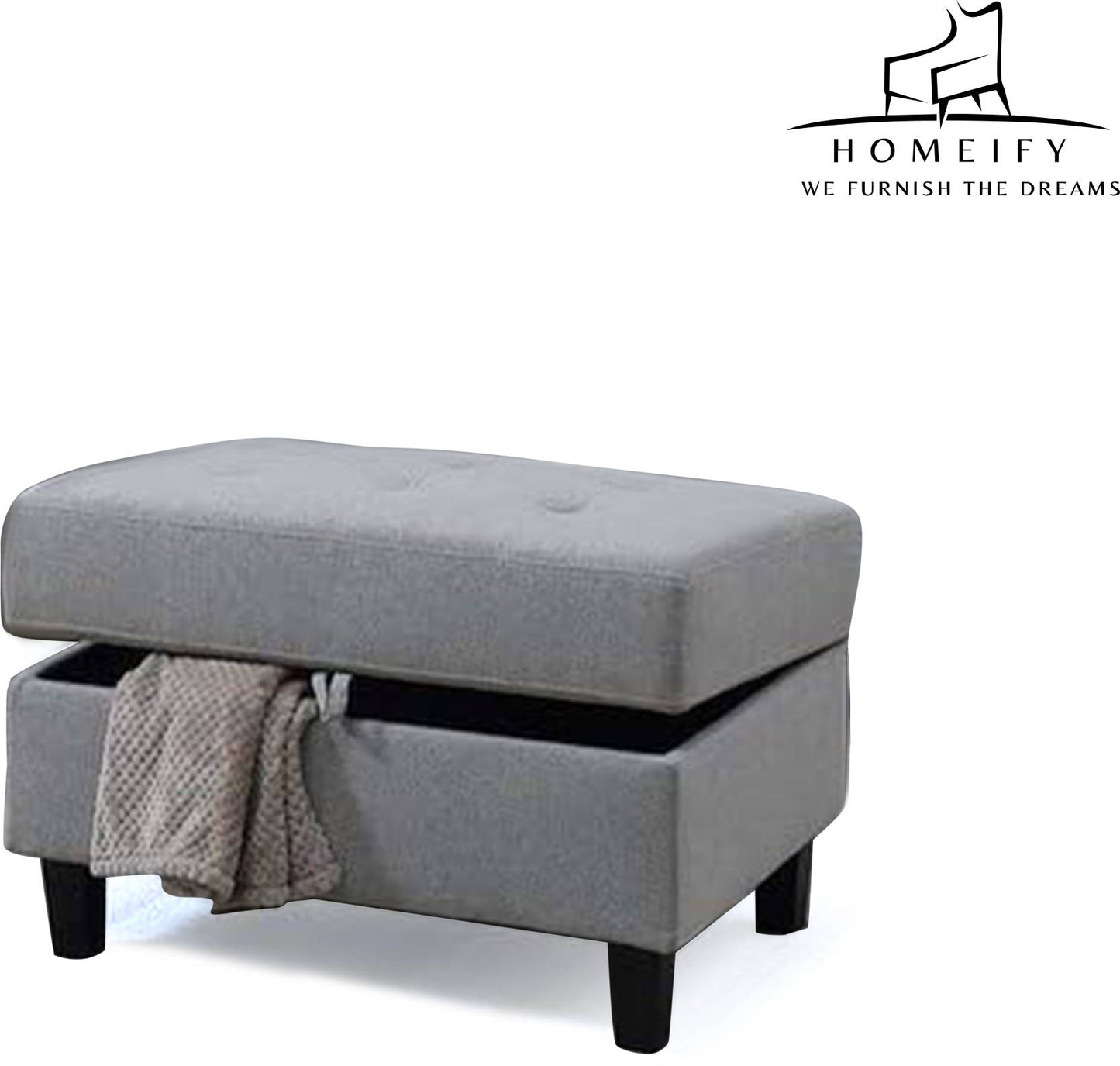 Groovecraft Esteem 6 Seater Fabric Sectional Sofa Set with Storage Ottoman Fabric 6 Seater Sofa (Finish Color - Grey, DIY(Do-It-Yourself)