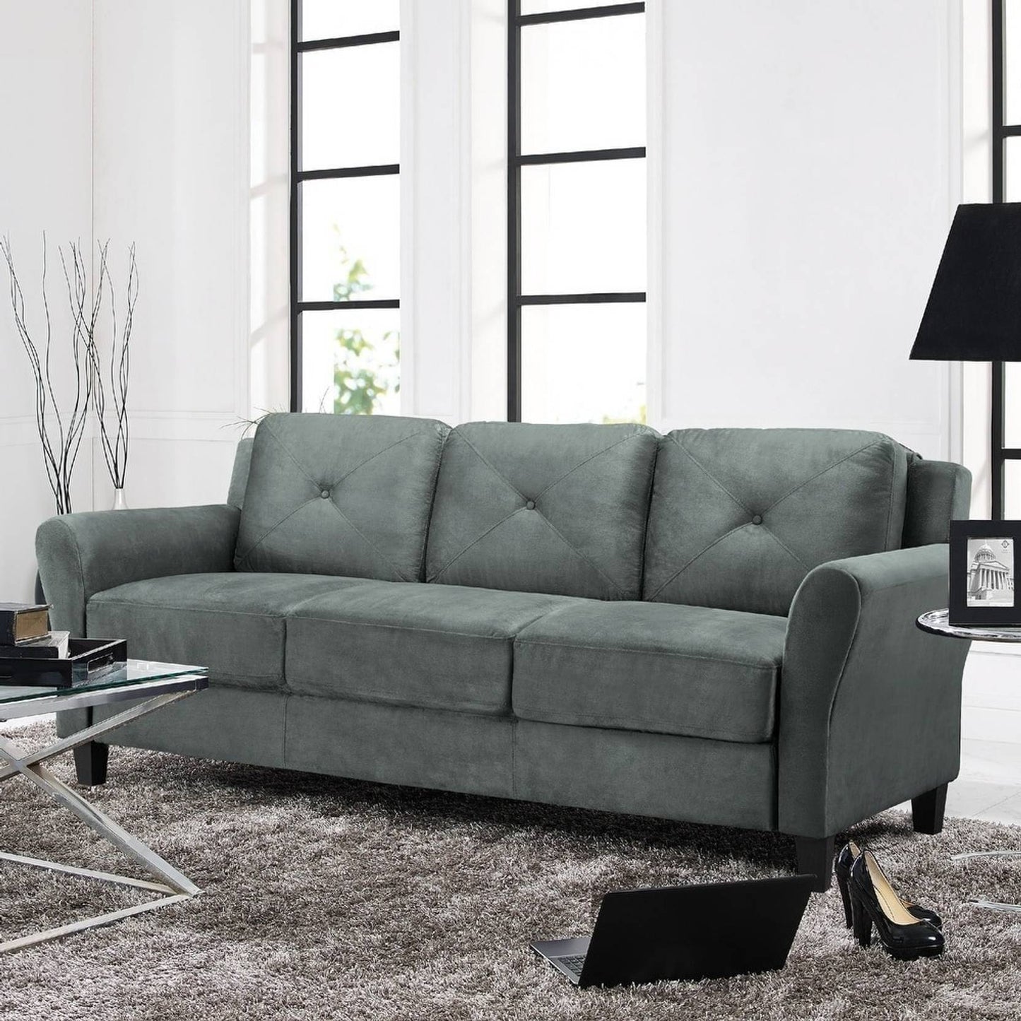 Homeify Edward 6 Seater Modern Fabric Sofa Set for Living Room Fabric 3 + 2 + 1 Sofa Set (Grey, DIY(Do-It-Yourself)