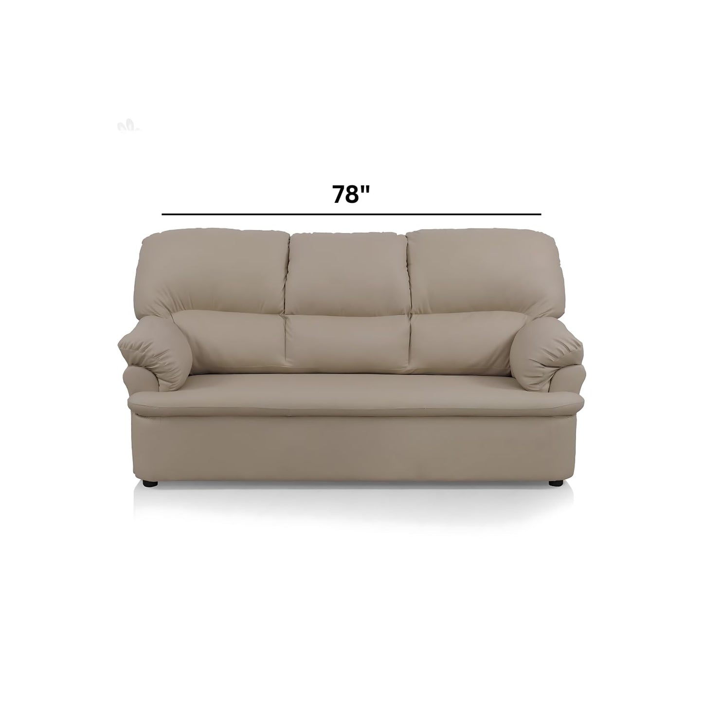 Homeify Noah Wooden 5 Seater Ivy Leatherette 3-1-1 Five Seater Sectional Sofa Set (Leatherette,Beige)