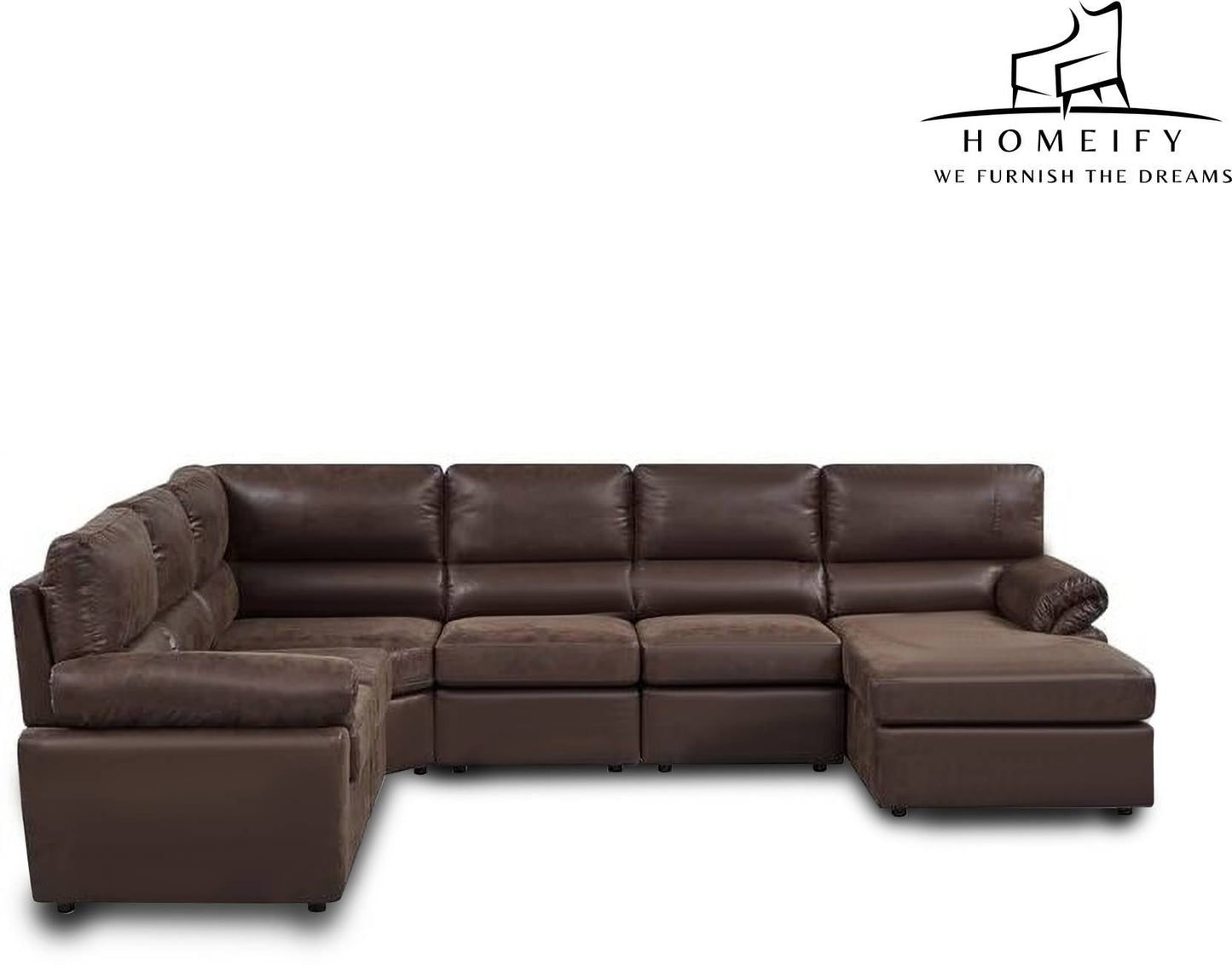 Homeify Eleanor 8 Seater Leather U Shape Sofa Set for Living Room Leather 8 Seater Sofa (Finish Color - Brown, DIY(Do-It-Yourself)