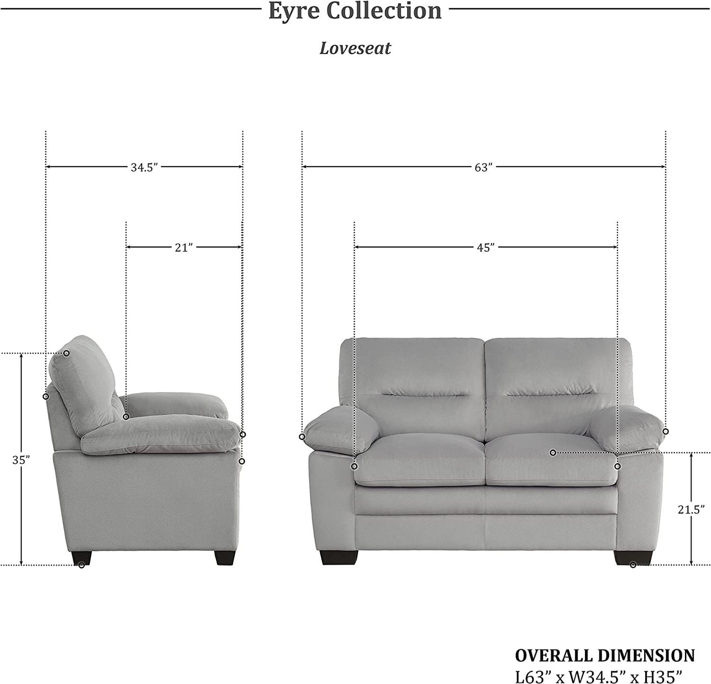 Homeify Wood Aron 6 Seater 3+2+1 Living Room Sofa Set (Light Gray)