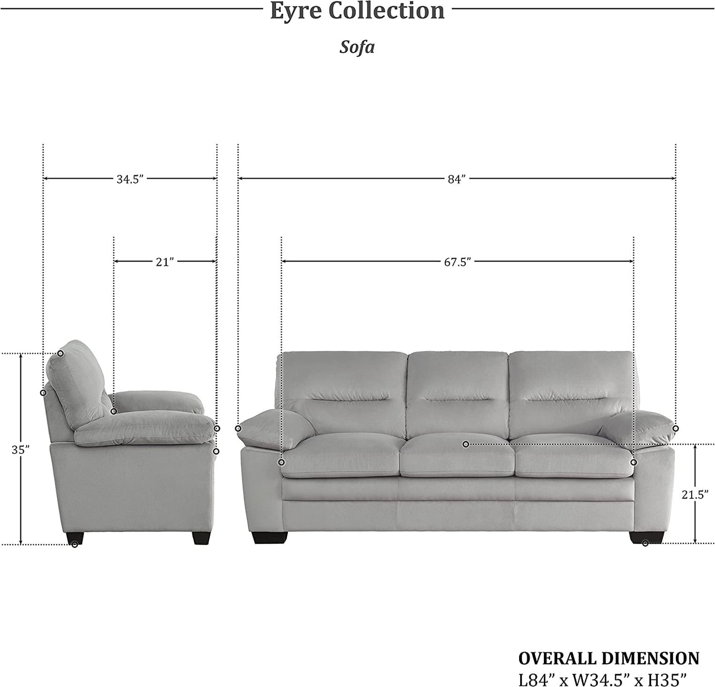 Homeify Wood Aron 6 Seater 3+2+1 Living Room Sofa Set (Light Gray)