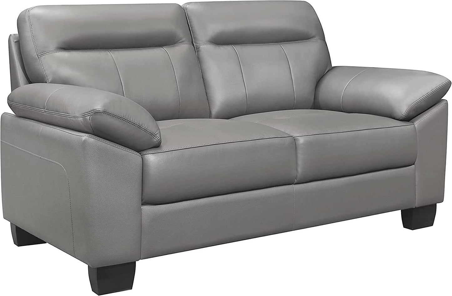 Homeify Kassel Wooden 2 Seater Leatherette Sofa Set for Living Room (Leatherette,Grey)