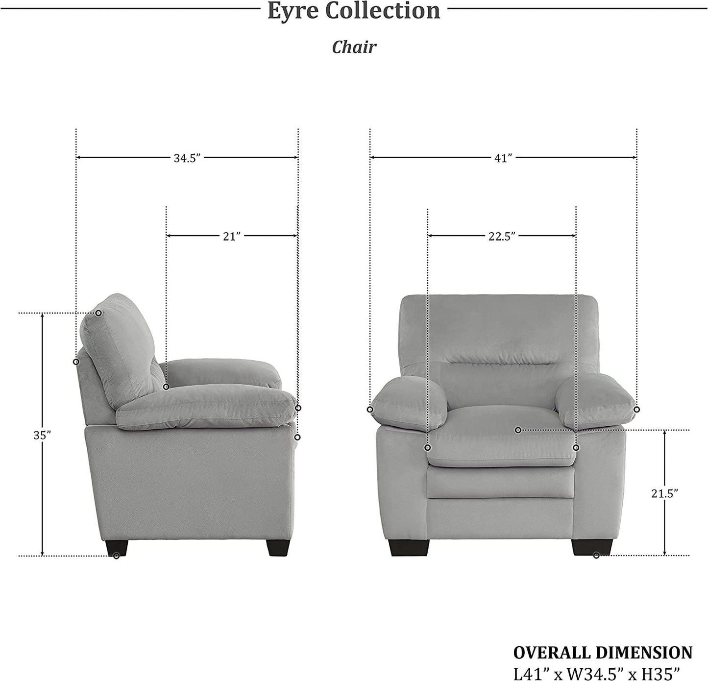Homeify Wood Aron 6 Seater 3+2+1 Living Room Sofa Set (Light Gray)