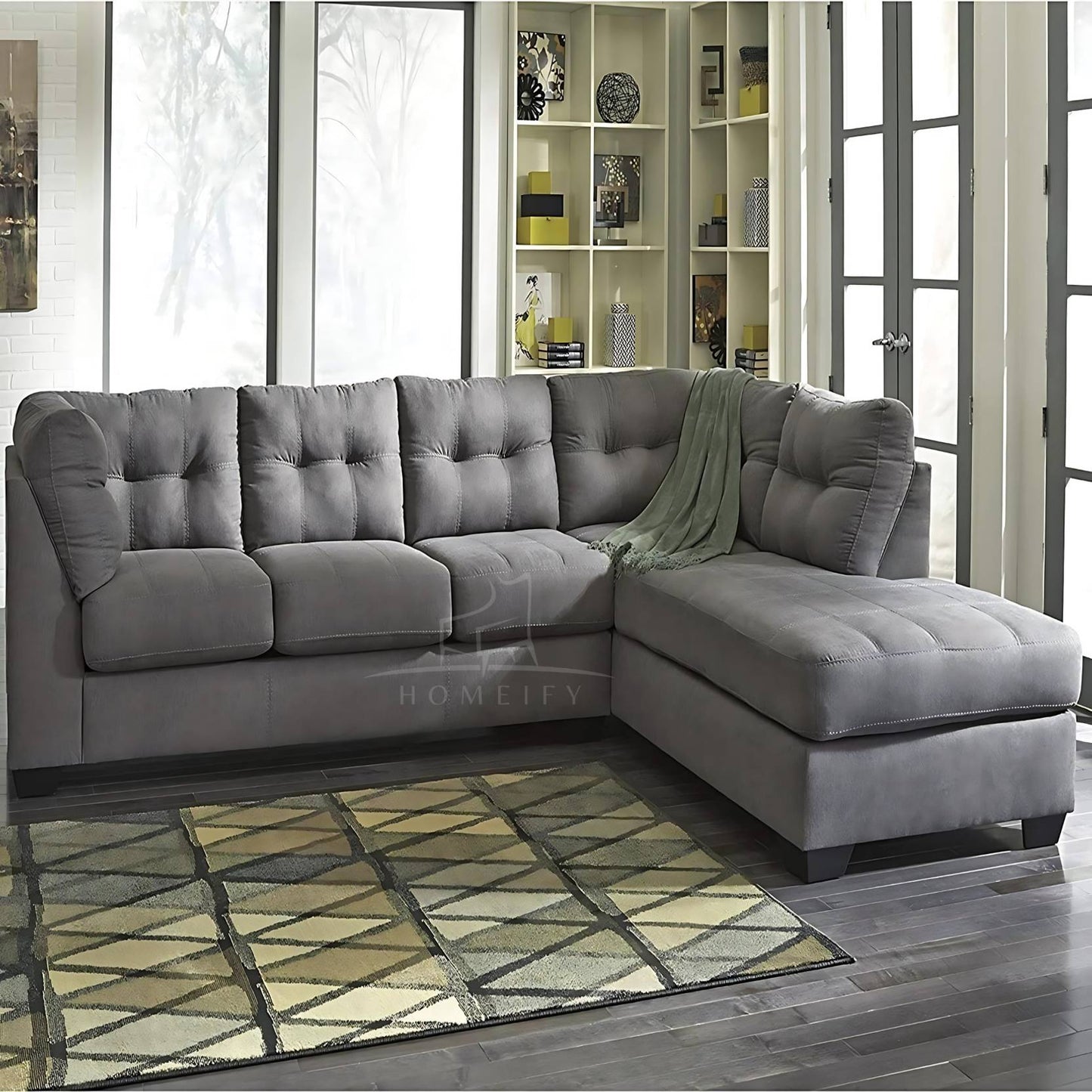 Homeify Fox Fabric 6 Seater L Shape Sofa Set for Living Room Fabric 6 Seater Sofa (Finish Color - Grey, DIY(Do-It-Yourself)