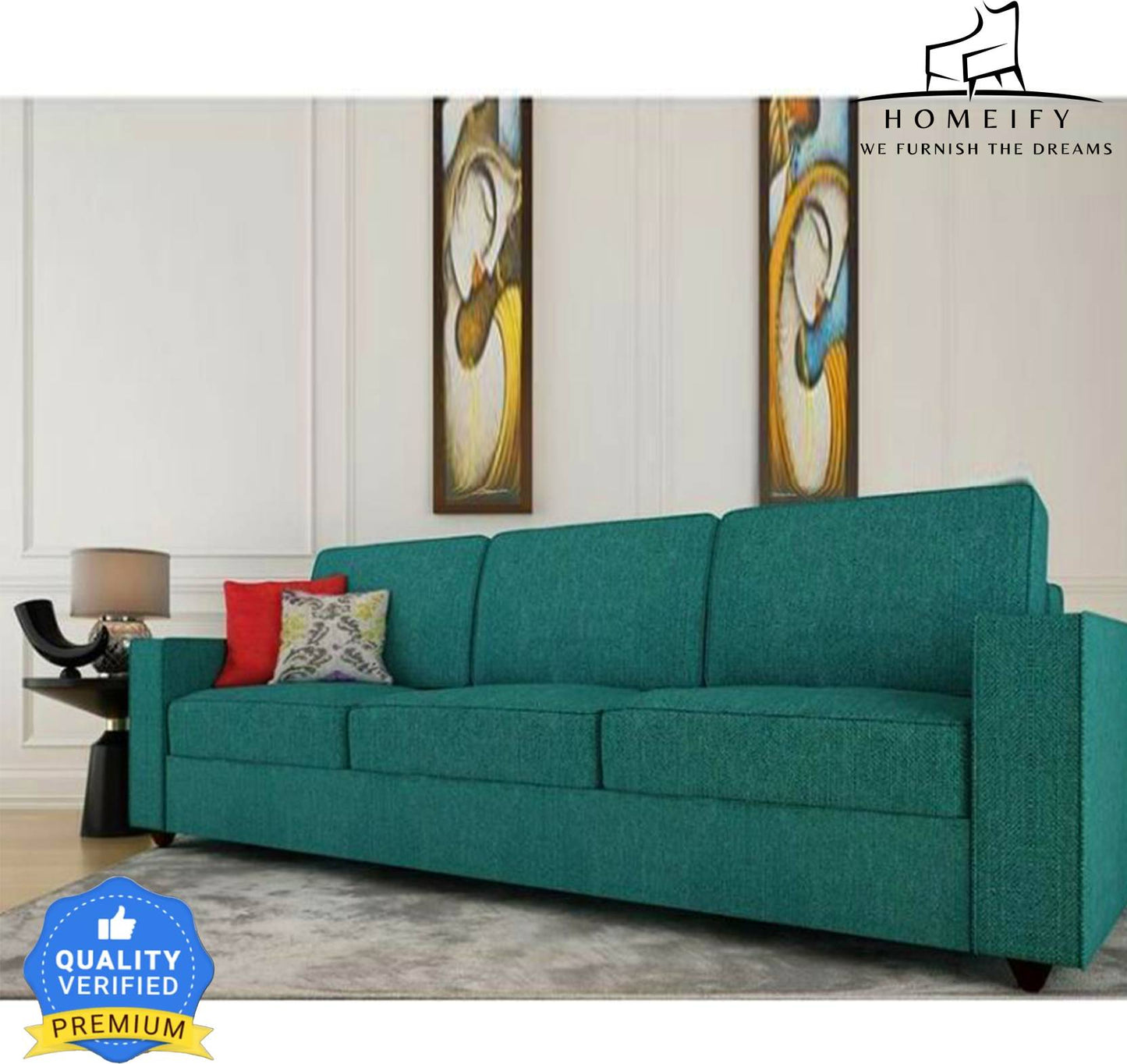 Homeify Poppy 6 Seater Living Room Sofa Set Fabric 3 + 2 + 1 Sofa Set (Green, DIY(Do-It-Yourself))