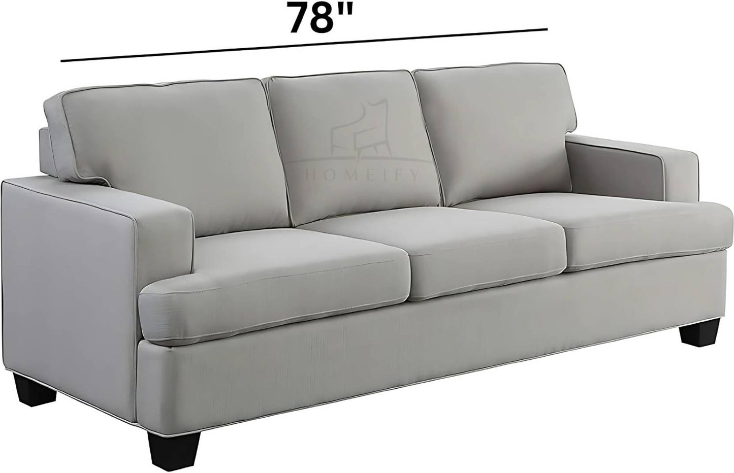 Homeify Wood Foster Fabric 5 Seater Living Room Sofa Set Fabric 3 + 2 Sofa Set (Grey, Pre-assembled)