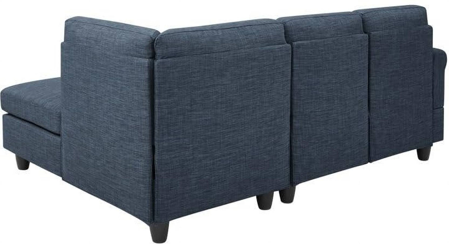 Homeify Niklos 3 Seater L-Shape Fabric Sofa Set for Living Room Fabric 3 Seater Sofa (Finish Color - Blue, DIY(Do-It-Yourself)
