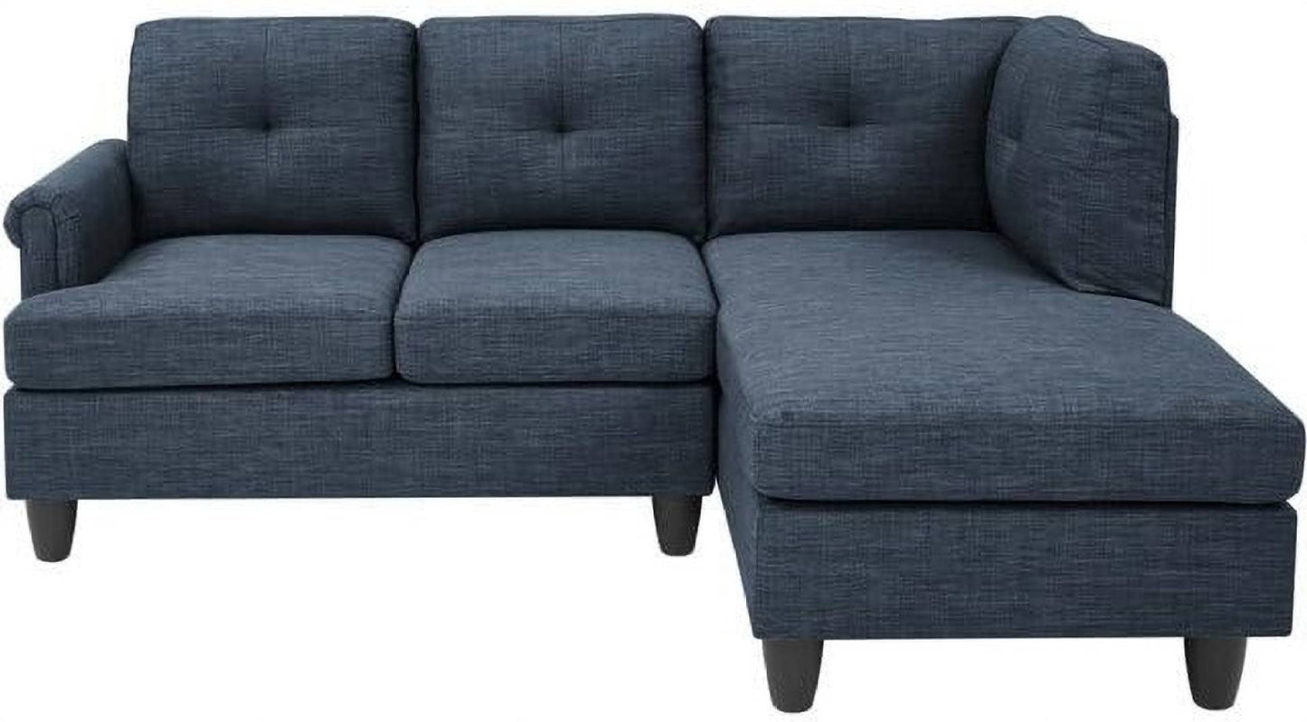 Homeify Niklos 3 Seater L-Shape Fabric Sofa Set for Living Room Fabric 3 Seater Sofa (Finish Color - Blue, DIY(Do-It-Yourself)