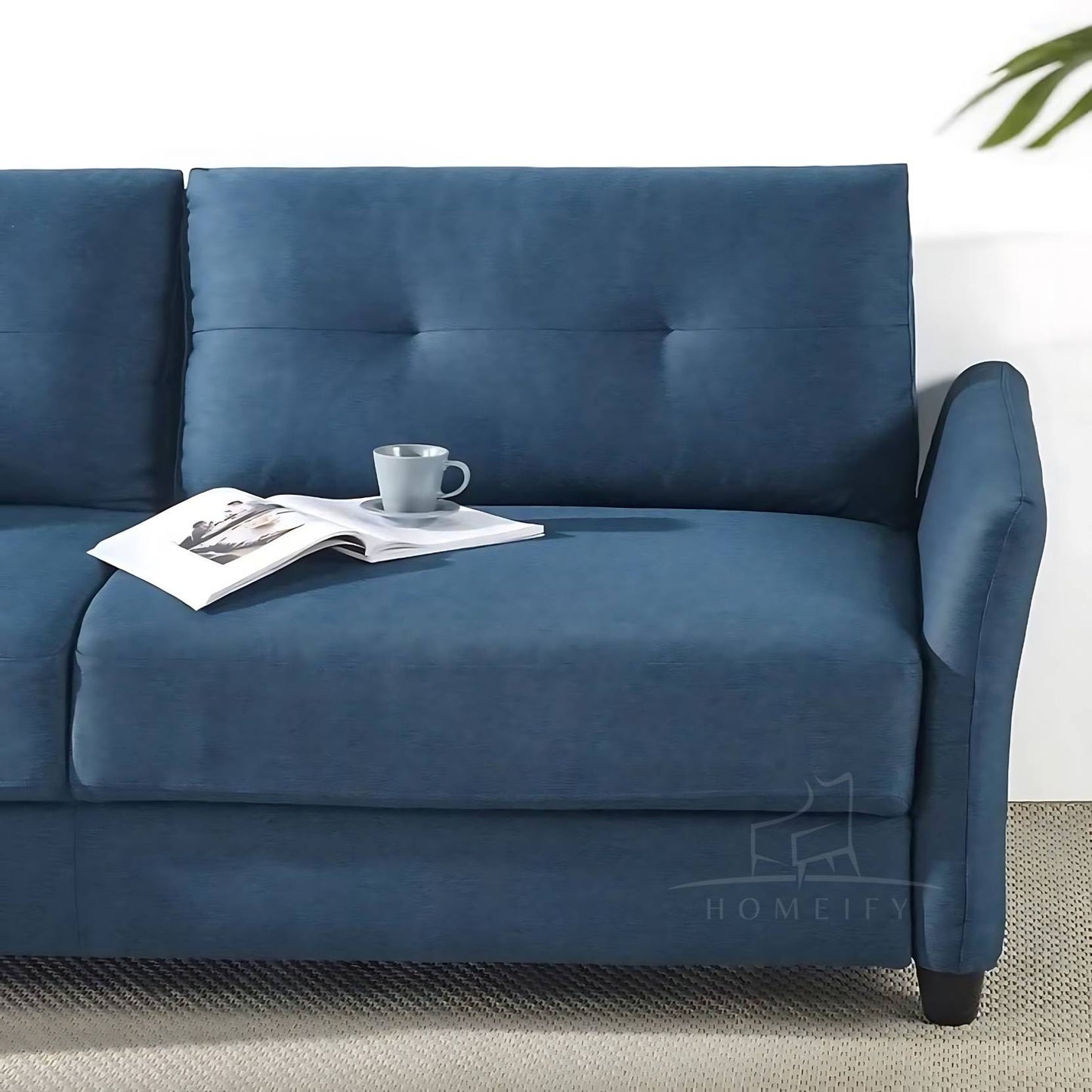 Homeify Zinus 3 Seater Fabric Sofa Set for Living Room Fabric 3 Seater Sofa (Finish Color - Blue, DIY(Do-It-Yourself)