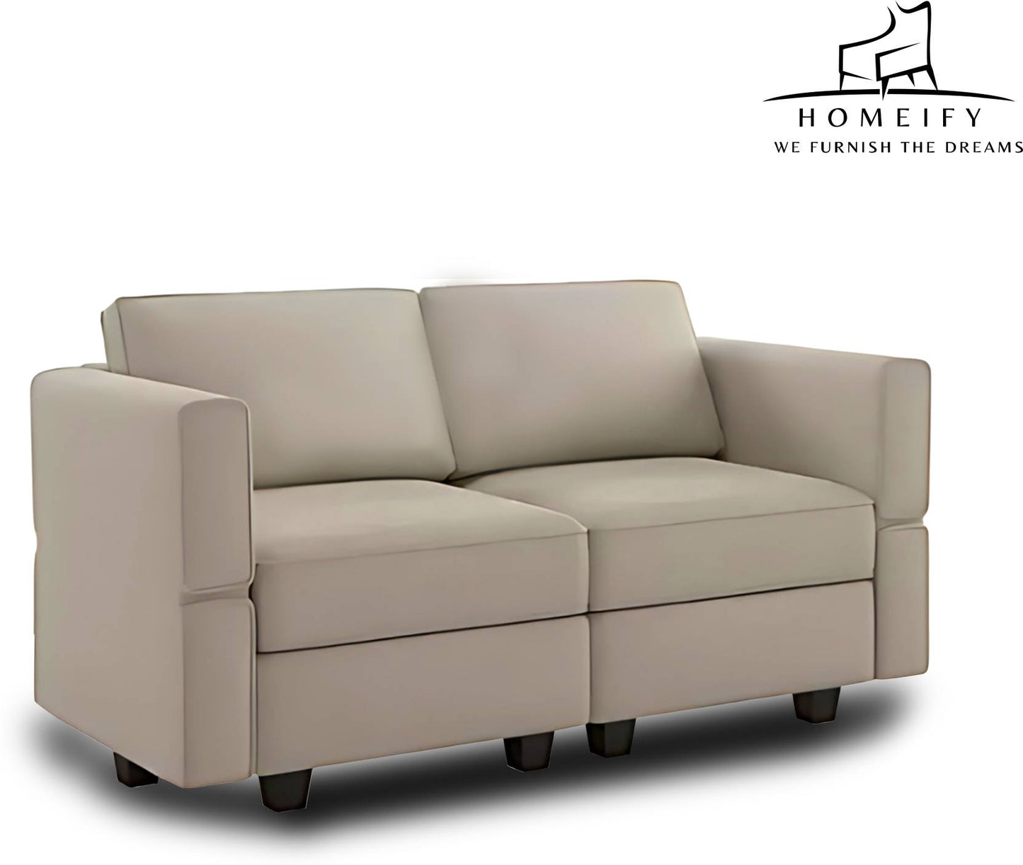 Homeify Skyler 2 Seater Sectional Sofa Set for Living Room Fabric 2 Seater Sofa (Finish Color - Beige, DIY(Do-It-Yourself)