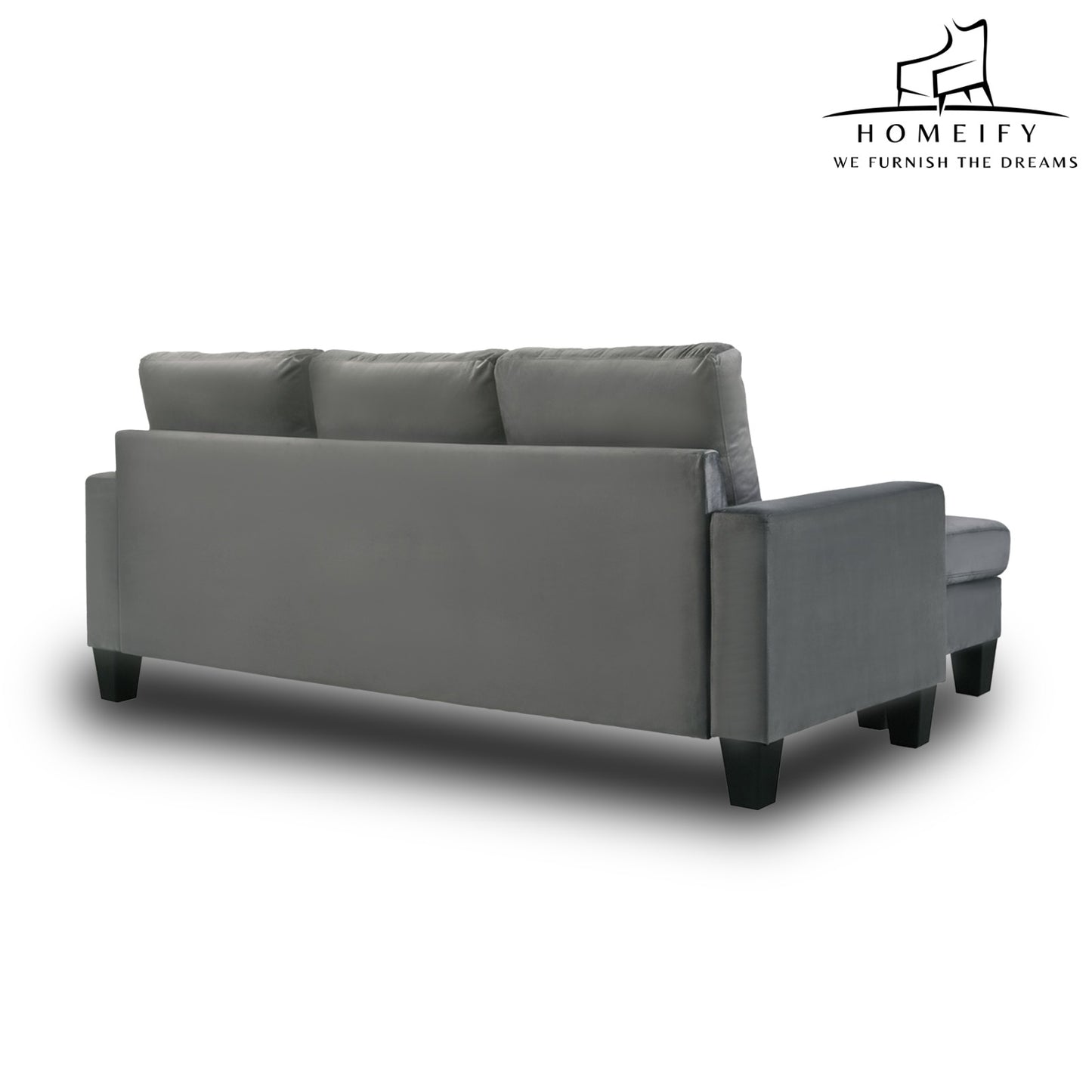 Homeify Adora 3 Seater Fabric L-Shaped Sectional Sofa for Living Room Fabric 3 Seater Sofa (Finish Color - Grey, DIY(Do-It-Yourself)