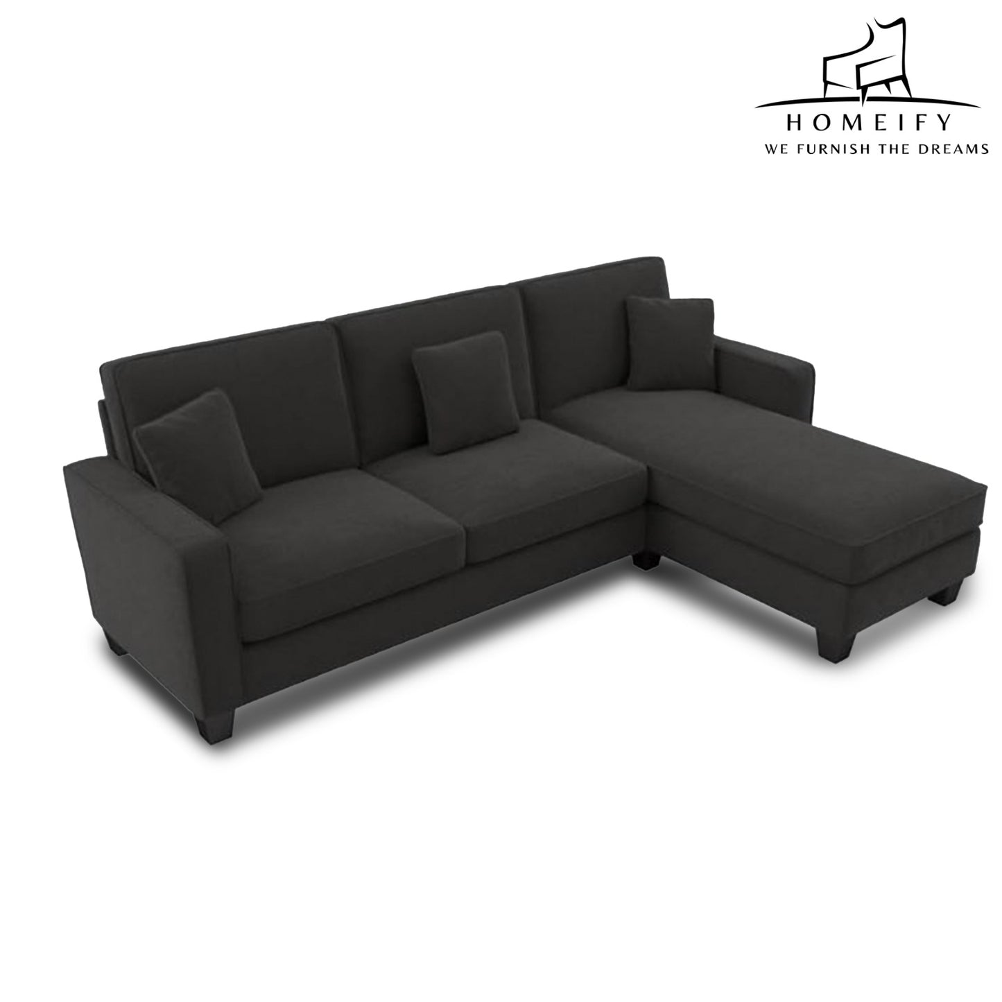 Groovecraft Kitson 4 Seater L Shape Fabric Sofa Set for Living Room Fabric 4 Seater Sofa (Finish Color - Grey, DIY(Do-It-Yourself)