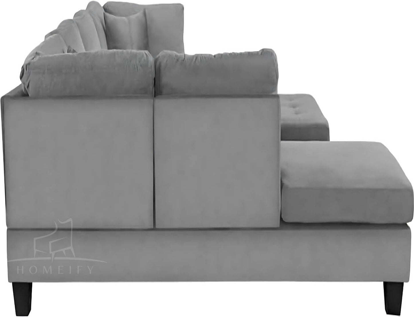 Homeify Oliver 5 Seater Sofa Upholstered Chaise Sectional with Ottoman Fabric 3 + 2 Sofa Set (Grey, Pre-assembled)