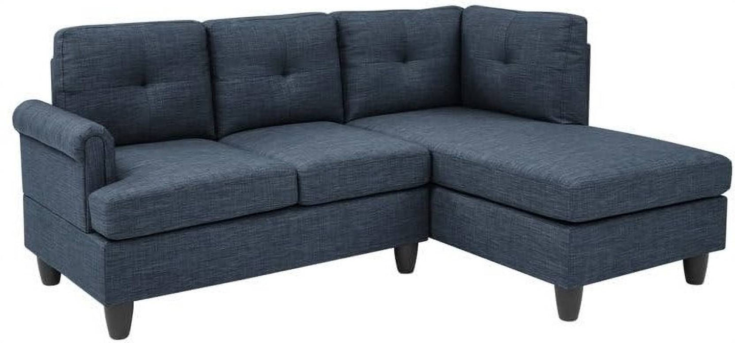 Homeify Niklos 3 Seater L-Shape Fabric Sofa Set for Living Room Fabric 3 Seater Sofa (Finish Color - Blue, DIY(Do-It-Yourself)