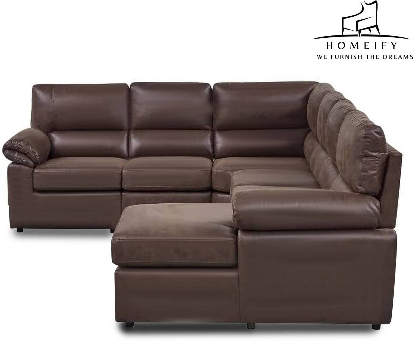 Homeify Eleanor 8 Seater Leather U Shape Sofa Set for Living Room Leather 8 Seater Sofa (Finish Color - Brown, DIY(Do-It-Yourself)