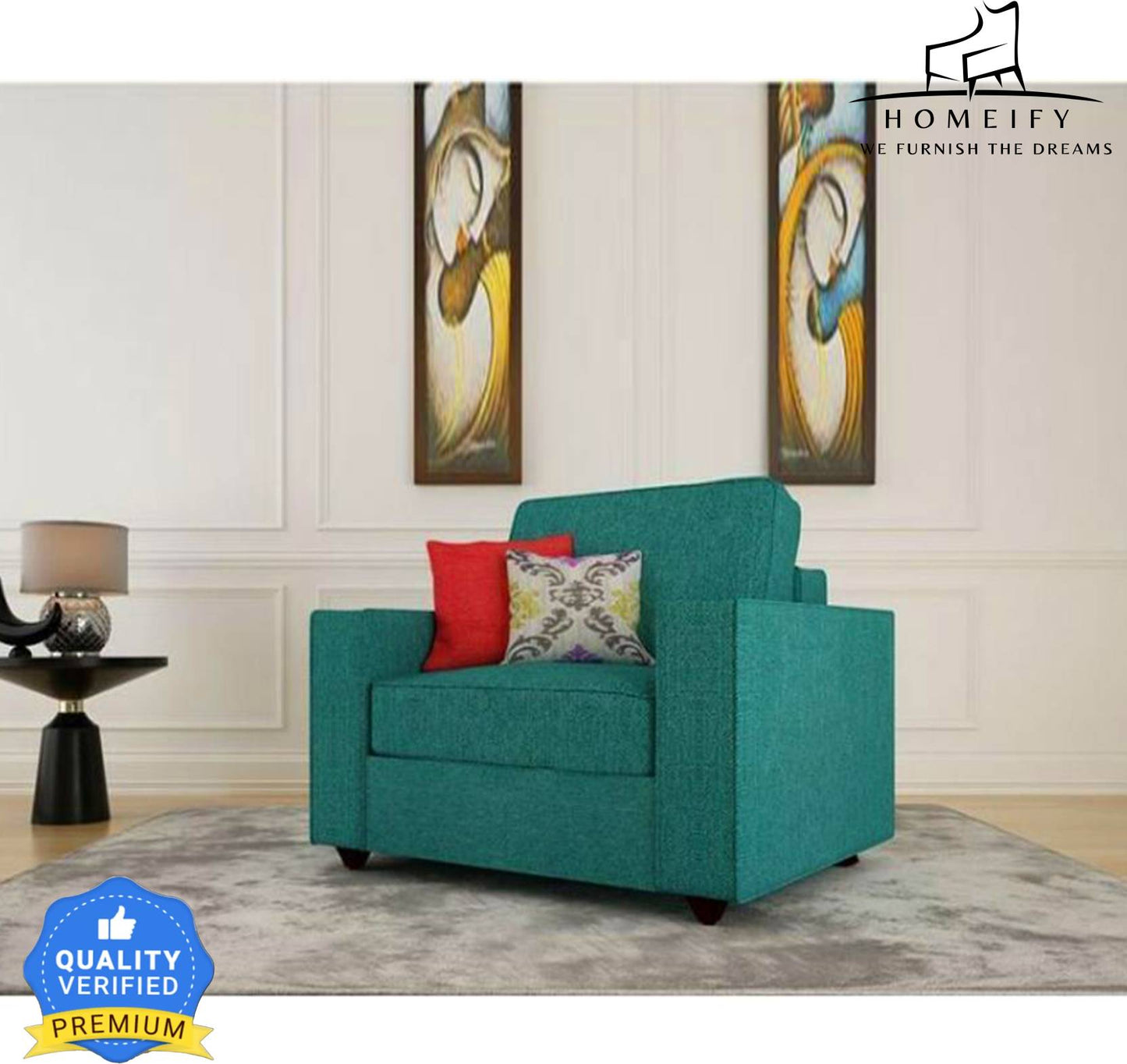 Homeify Poppy 6 Seater Living Room Sofa Set Fabric 3 + 2 + 1 Sofa Set (Green, DIY(Do-It-Yourself))