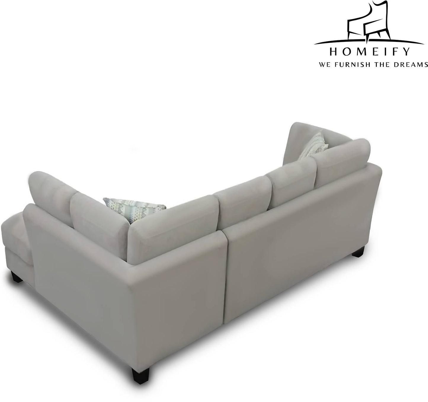Homeify Ezra 6 Seater Sectional Sofa with Ottoman for Living Room Fabric 6 Seater Sofa (Finish Color - Grey, DIY(Do-It-Yourself)