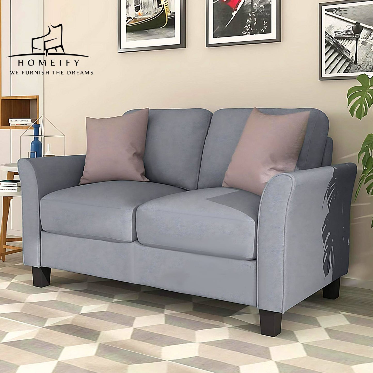 Homeify Wood Swiss 5- to 6-Seater Sofa 3+2+1 Sofa Set for Living Room Fabric 3 + 2 + 1 Sofa Set (Light Grey, Pre-assembled)