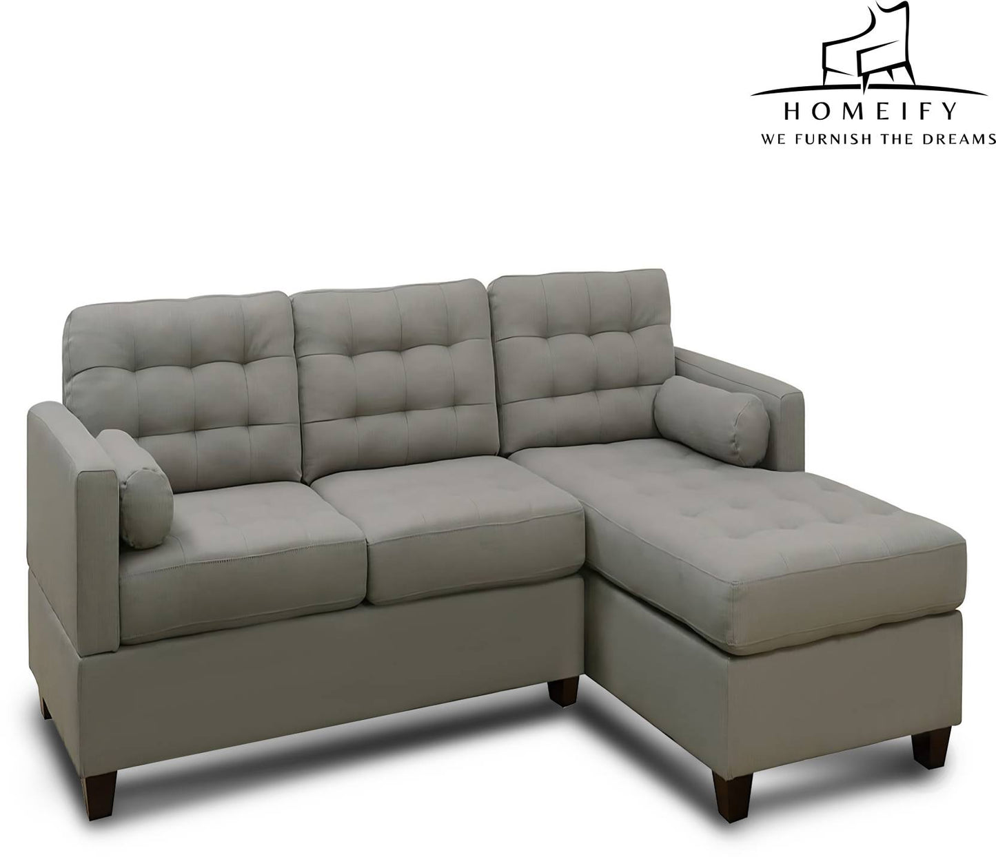 Homeify Arya 4 Seater Fabric Living Room Sofa Set Fabric 3 + 2 Sofa Set (Grey, Pre-assembled)