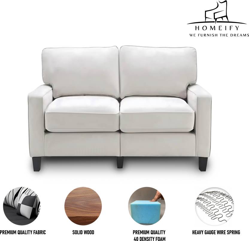 Homeify Nirvan 3 Seater Fabric Upholstered Sofa Set for Living Room Fabric 3 Seater Sofa (Finish Color - White, DIY(Do-It-Yourself)