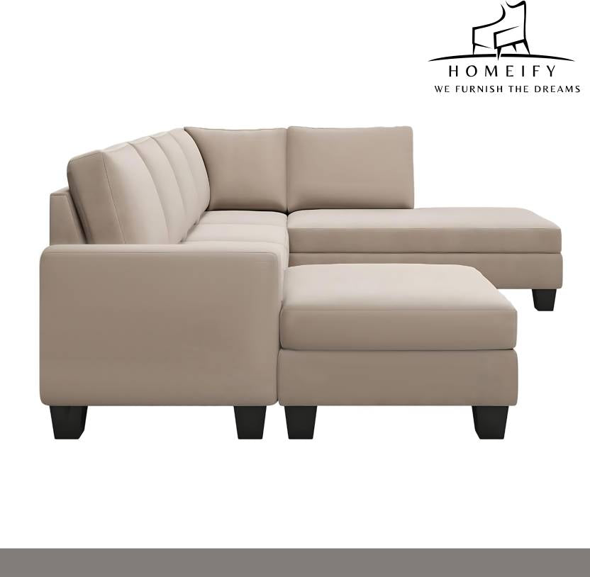 Homeify Atlantic Fabric 5- to 6-Person Sofa L Shape Sofa Set for Living Room Fabric 6 Seater Sofa (Finish Color - Beige, DIY(Do-It-Yourself)
