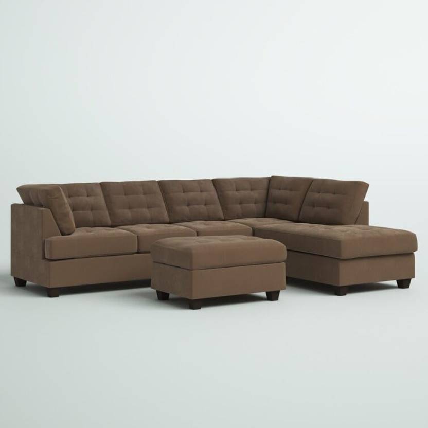 Homeify Wooden 6 Seater L Shaped Sectional Sofa for Living Room Fabric 6 Seater Sofa (Finish Color - Brown, DIY(Do-It-Yourself))