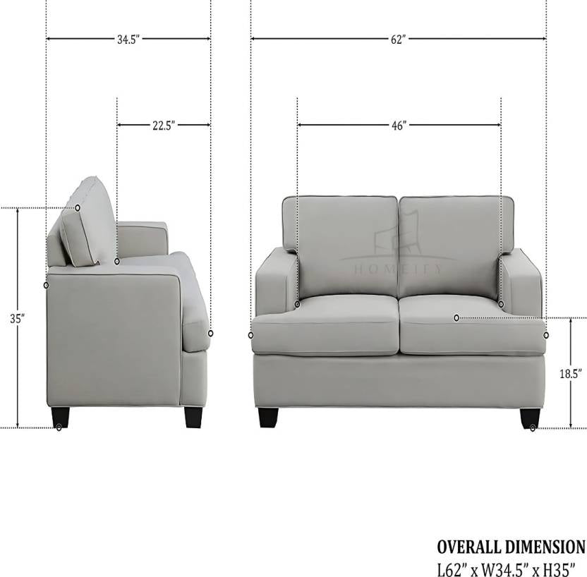 Homeify Foster 3+3+2 Seater Fabric Living Room Sofa Set Fabric 8 Seater Sofa (Finish Color - Grey, DIY (Do-It-Yourself)