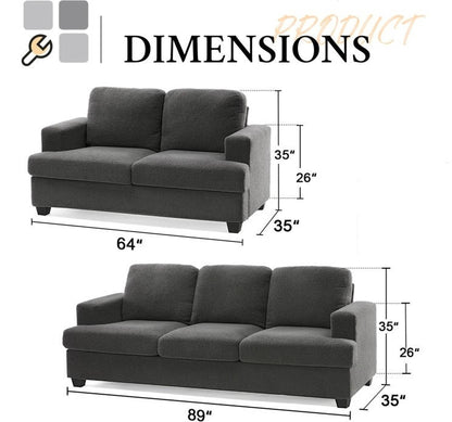 Homeify Carlos 6 Seater Fabric Sofa for Living Room Fabric 3 + 2 + 1 Sofa Set  (Grey, DIY(Do-It-Yourself)