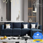 Homeify Skyler 5 Seater Sectional Sofa Set for Living Room Fabric 5 Seater Sofa  (Finish Color - Blue, Pre-assembled)