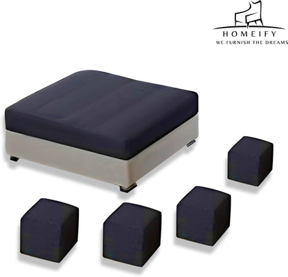 Homeify Carlo 9 Seater Fabric Sofa Set with 4-Puffy Convertible Sofa Set for Living Room Fabric 9 Seater Sofa  (Finish Color - Black, DIY(Do-It-Yourself)