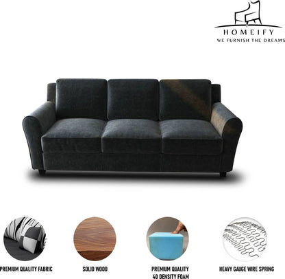 Groovecraft Ewan Wooden 3+2 Seater Modern Sofa Set for Living Room Fabric 3 + 2 Sofa Set  (Dark Grey, DIY(Do-It-Yourself)