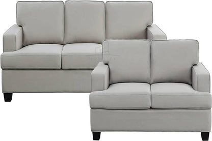 Homeify Wood Foster Fabric 5 Seater Living Room Sofa Set Fabric 3 + 2 Sofa Set  (Grey, Pre-assembled)