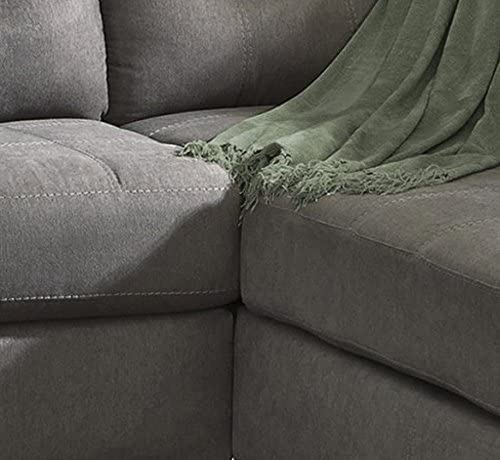 Homeify Fox Wooden 6 Seater Fabric L Shape Sofa Set for Living Room (Premium Velvet,Right Side,Grey)