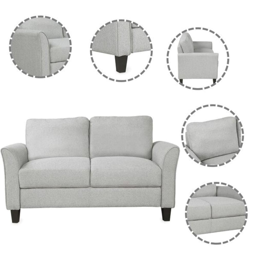 Homeify Swiss Wooden 5 Seater 3+2 Sofa Set for Living Room (Premium Velvet,Light Grey)