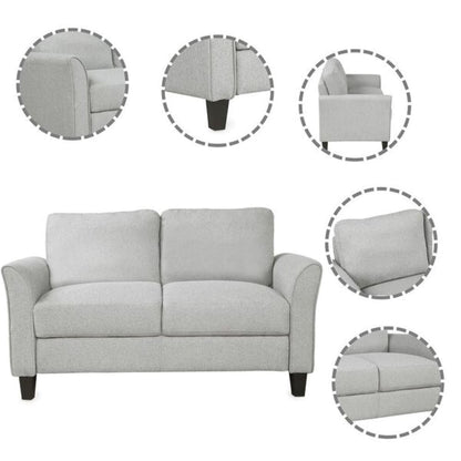 Homeify Swiss Wooden 5 Seater 3+2 Sofa Set for Living Room (Premium Velvet,Light Grey)