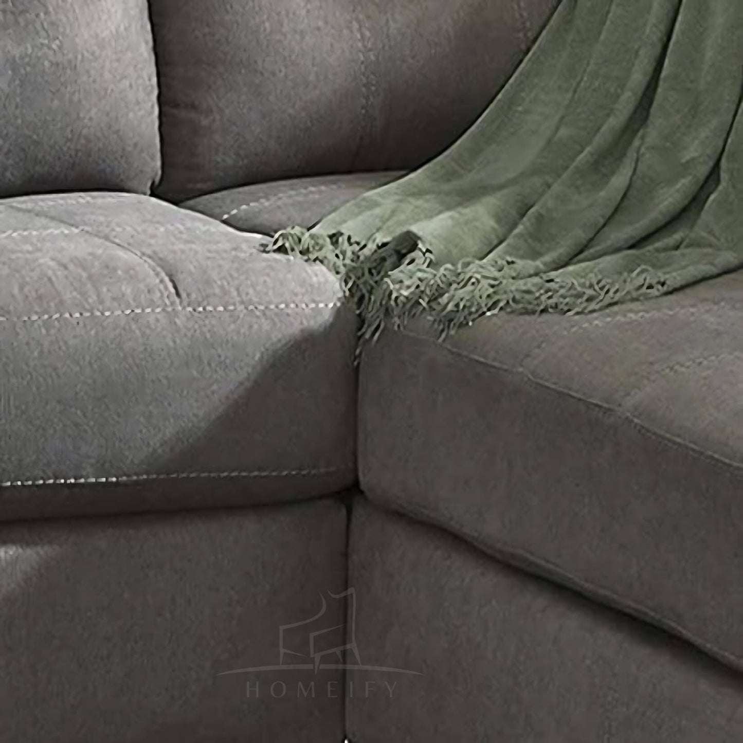 Homeify Fox Fabric 6 Seater L Shape Sofa Set for Living Room Fabric 6 Seater Sofa  (Finish Color - Grey, DIY(Do-It-Yourself)
