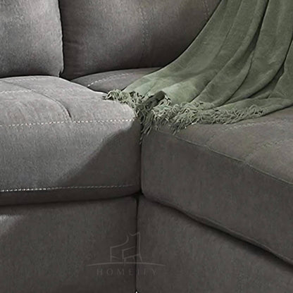 Homeify Fox Fabric 6 Seater L Shape Sofa Set for Living Room Fabric 6 Seater Sofa  (Finish Color - Grey, DIY(Do-It-Yourself)