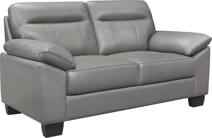 Homeify Kassel Wooden 2 Seater Leatherette Sofa Set for Living Room (Leatherette,Grey)