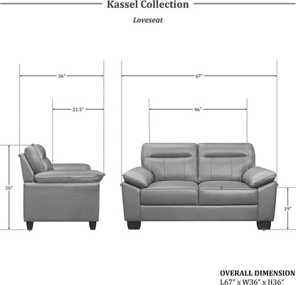 Homeify Kassel Wooden 2 Seater Leatherette Sofa Set for Living Room (Leatherette,Grey)