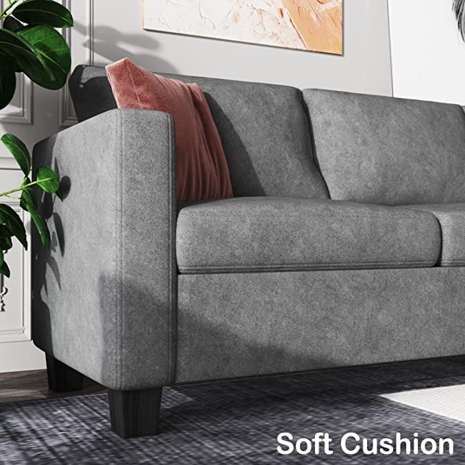 Homeify Nord Convertible Sectional Sofa Fabric 4-Person Sofa (Grey)